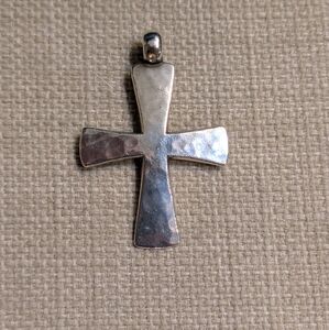 RETIRED James Avery Hammered Cross Pendant Sterling Silver